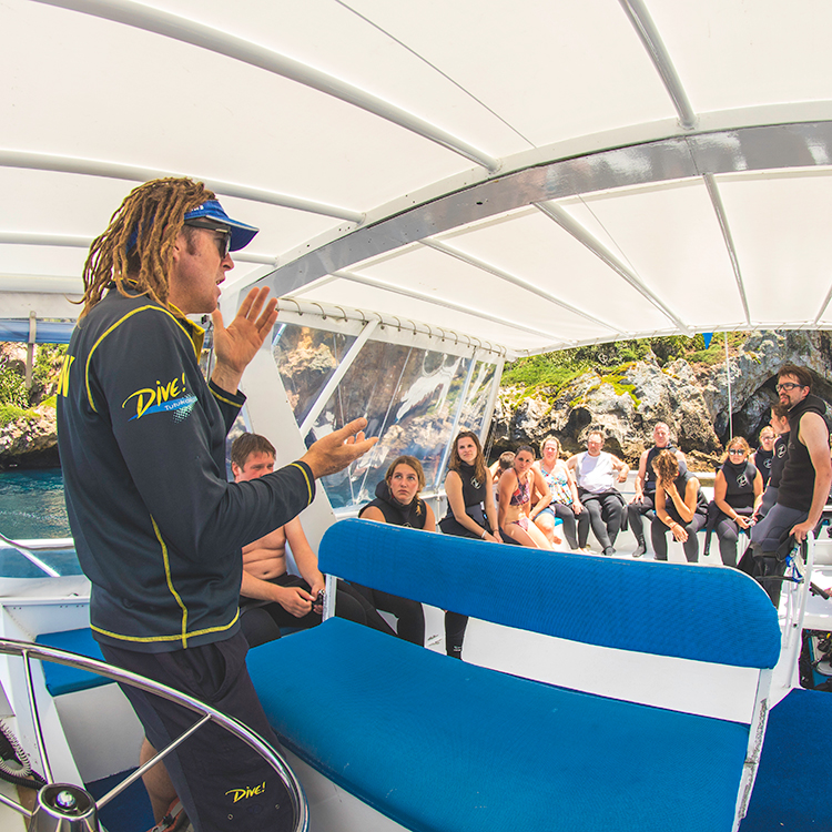 Onboard the Perfect Day at the Poor Knights Islands. Photo by Dive! Tutukaka.