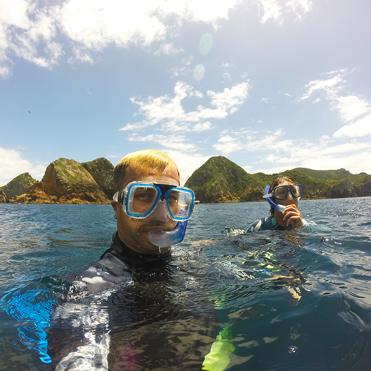 Michael Botur snorkelling at the Poor Knights. Photo by Heather Easterbrook.
