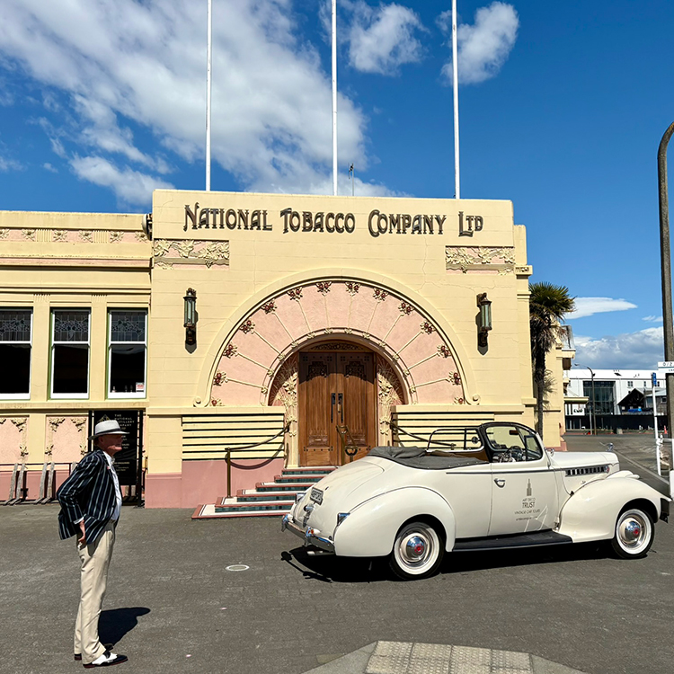 Exploring Napier on an Art Deco Vintage Car tour. Photo by Jo Percival.