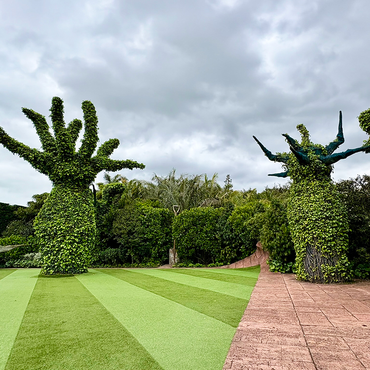 The quirky Trons in the surrealist garden. Photo by Jo Percival.