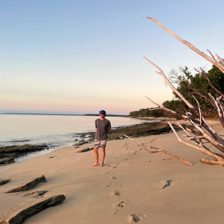 Man on Tonga beach