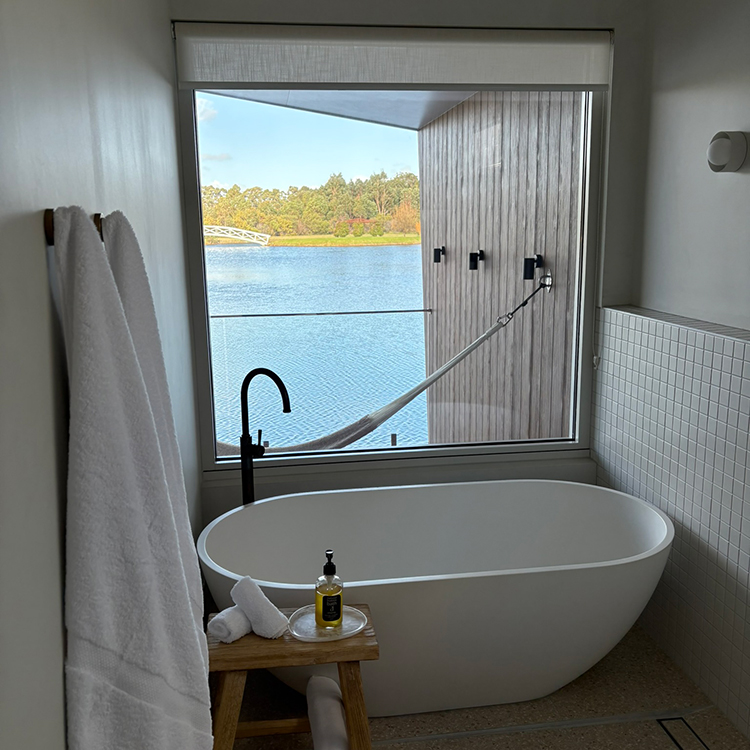 Bath with a view at Edge Luxury Villas. Photo by Jo Percival.