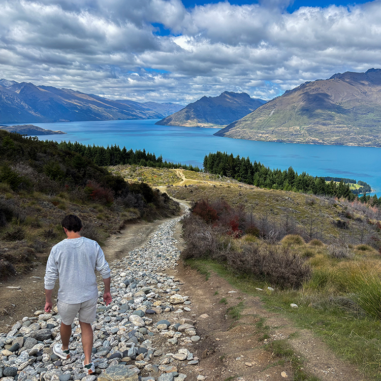 Absorbing the vistas on the Queenstown Hill walk. Photo by Monica Tischler.