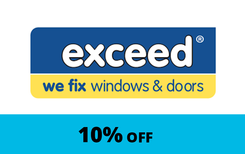 Exceed logo with 10% Off caption