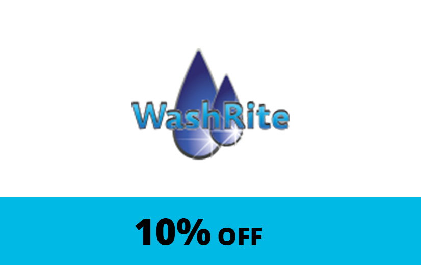 WashRite logo with 10% Off caption