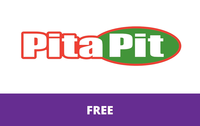 Pita Pit text logo with free text copy underneath