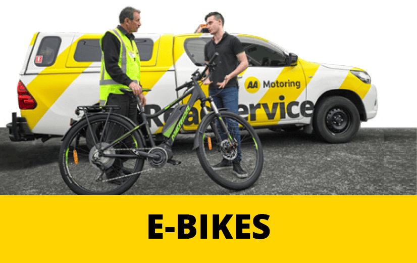 AA Roadservice vehicle and officer with an AA Member with E-bike