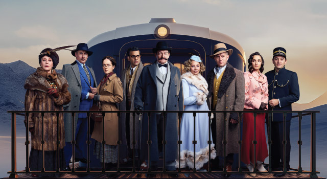 Promotional image of cast from Murder on the Orient Express 
