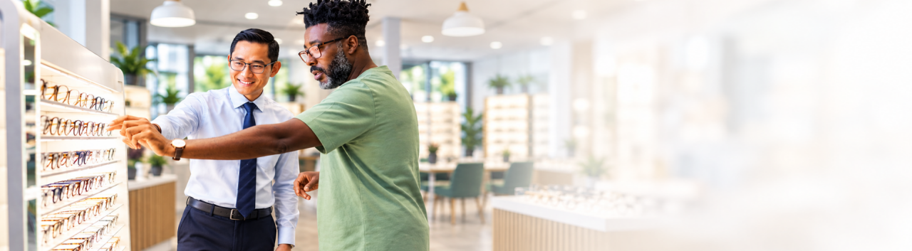 A person shopping for new glasses 