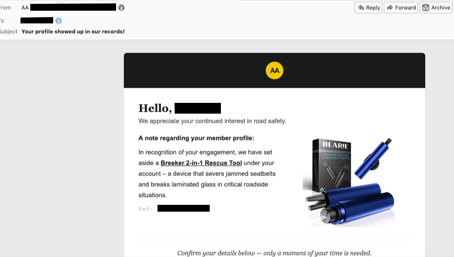 Scam email from smartfuel hackers