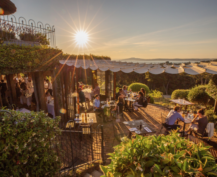 Sunset dinner at Mudbrick on Waiheke Island.